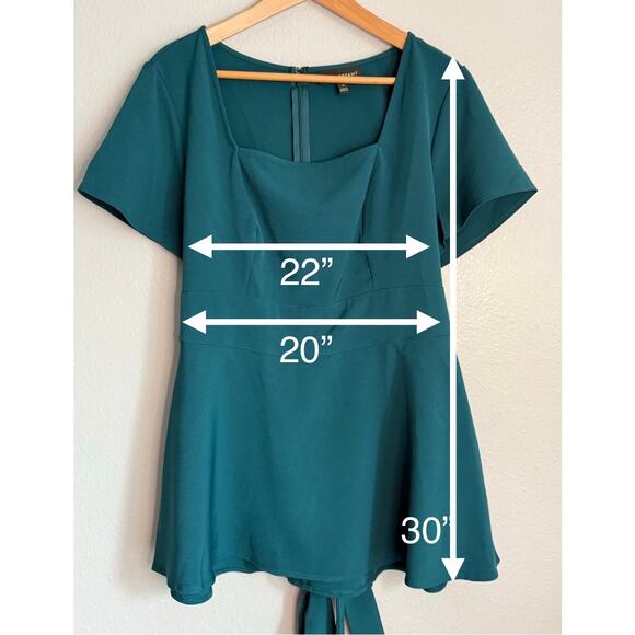 Lane Bryant Aqua Teal Short Sleeve Tie Waist Blouse Women’s 16 - Picture 7 of 9